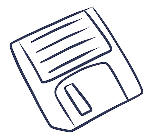 An illustration of a floppy disk