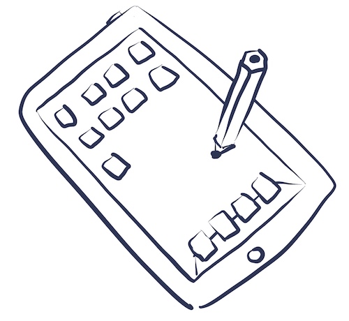 Illustration of the iPad 1 with a stylus